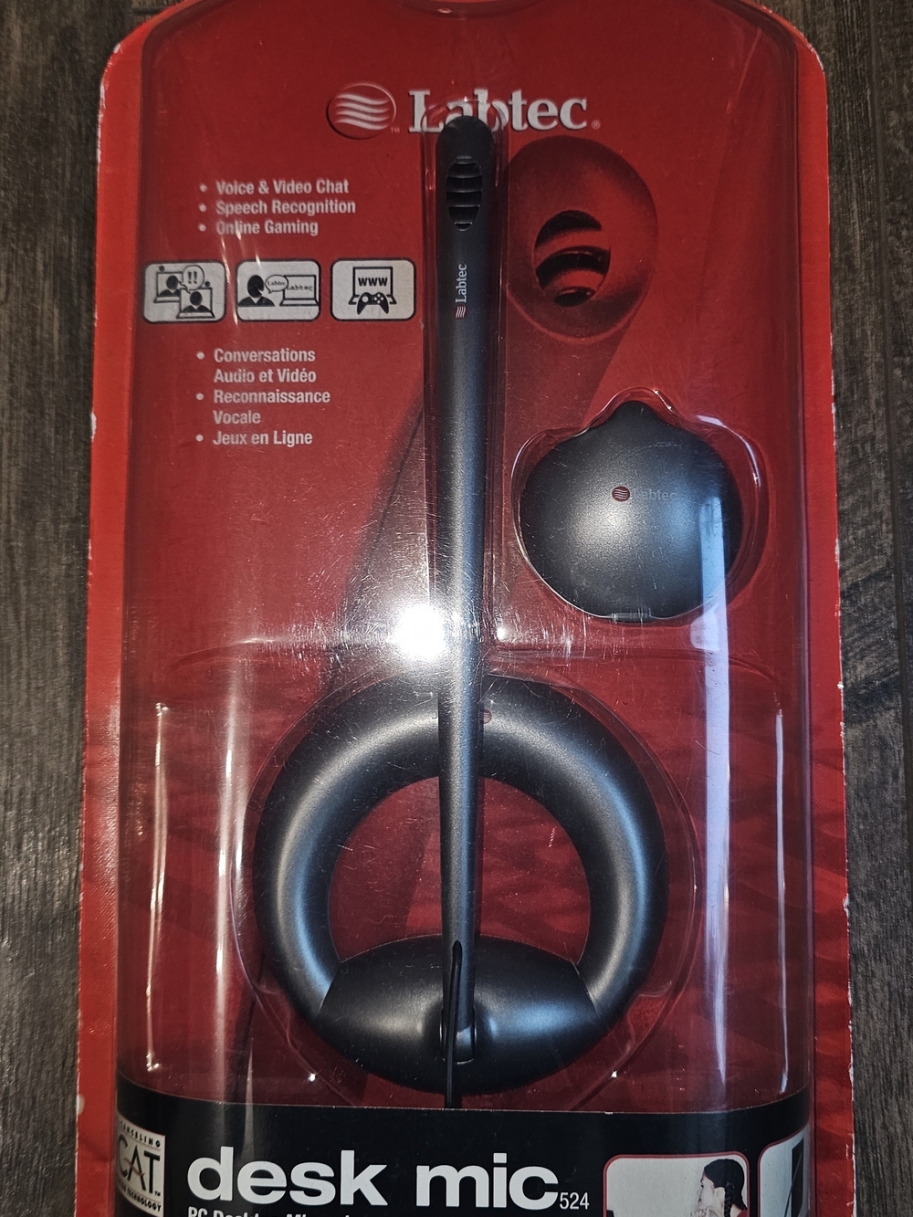 Black Desk Mic Single-Ear Headset with Boom Microphone